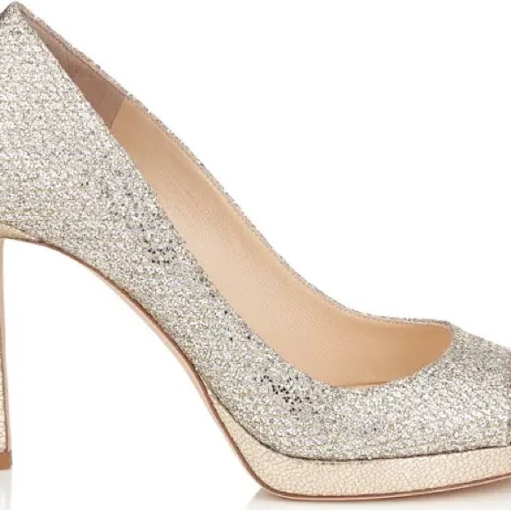 Jimmy Choo Silver Glitter Heels